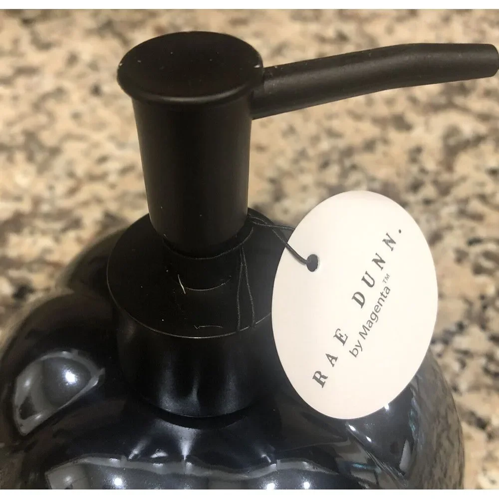New Rae Dunn‎ Halloween SPOOKY Black Luster Pumpkin Soap Lotion Dispenser